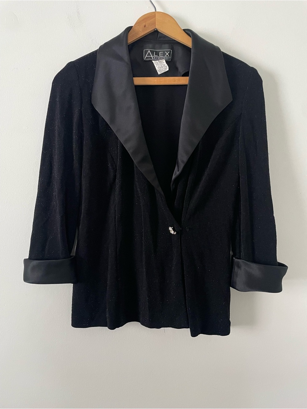 Vintage 00s Y2K Alex Evenings Black Shimmery Formal Top Size Small
